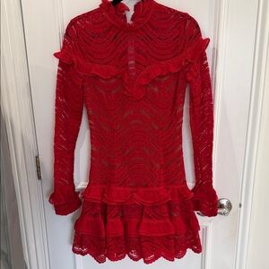 Elegant Red Lace Mini Dress